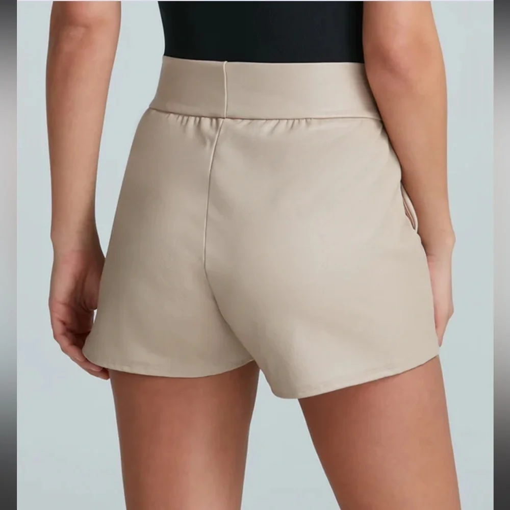 Commando Sand Faux Leather Pull On Shorts Relaxed Fit Pockets Size XS